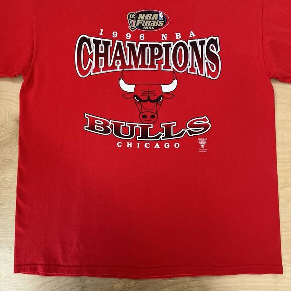 Vintage Chicago Bulls Shirt XL Red 1996 NBA Finals Champs Nutmeg Michael Jordan - Picture 4 of 7